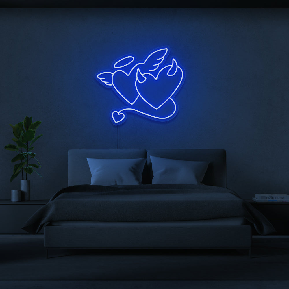 Angel & Devil Hearts Neon Sign