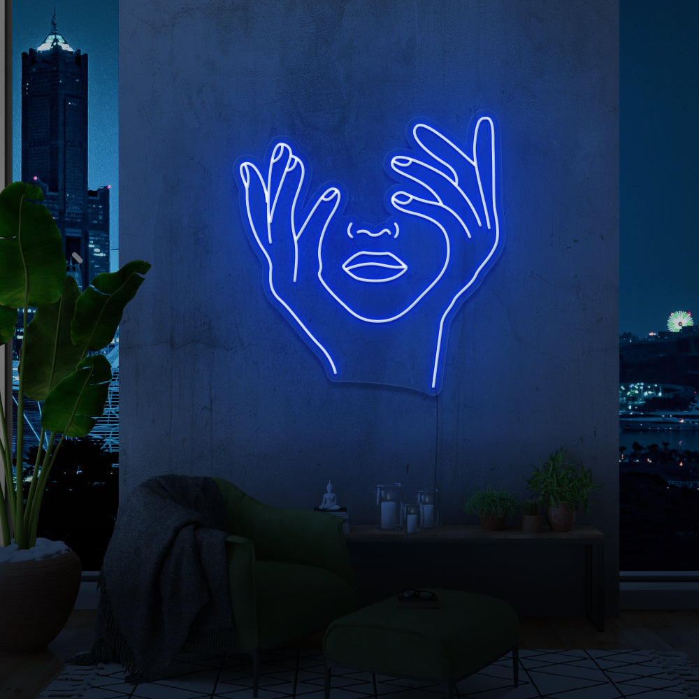 Face & Hands Neon Sign