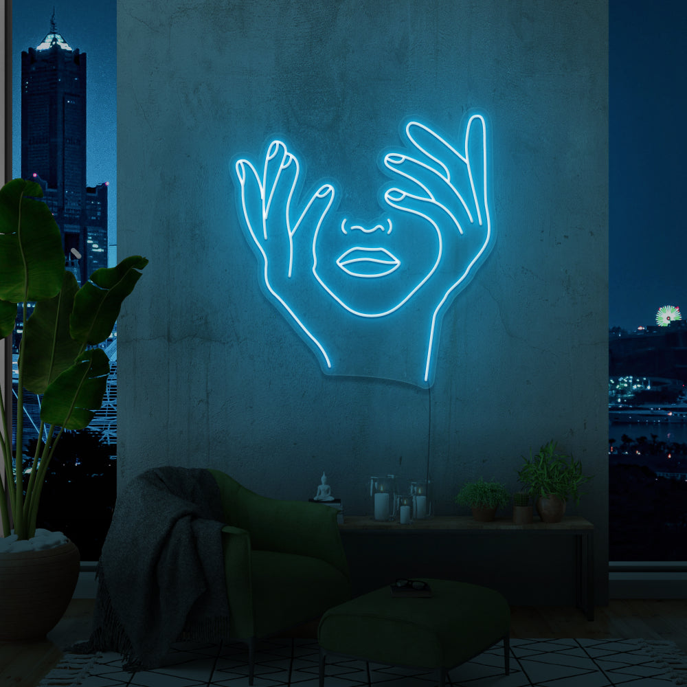 Face & Hands Neon Sign