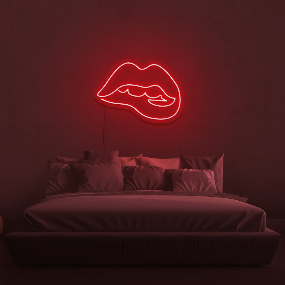 Biting Lip Neon Sign