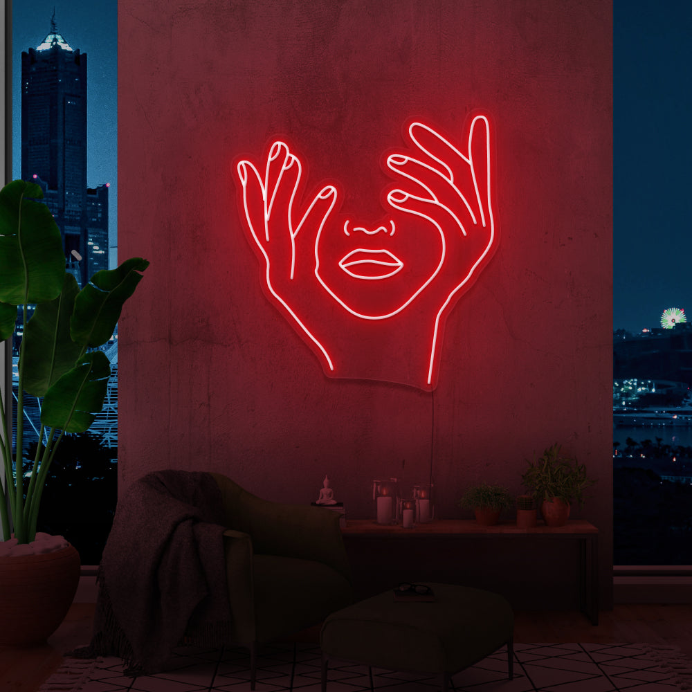 Face & Hands Neon Sign