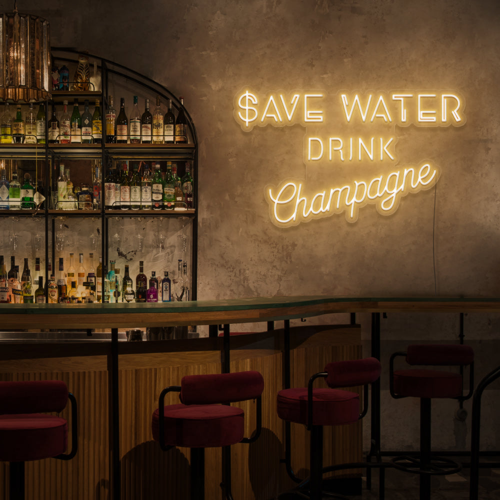 Save Water, Drink Champagne Neon Sign