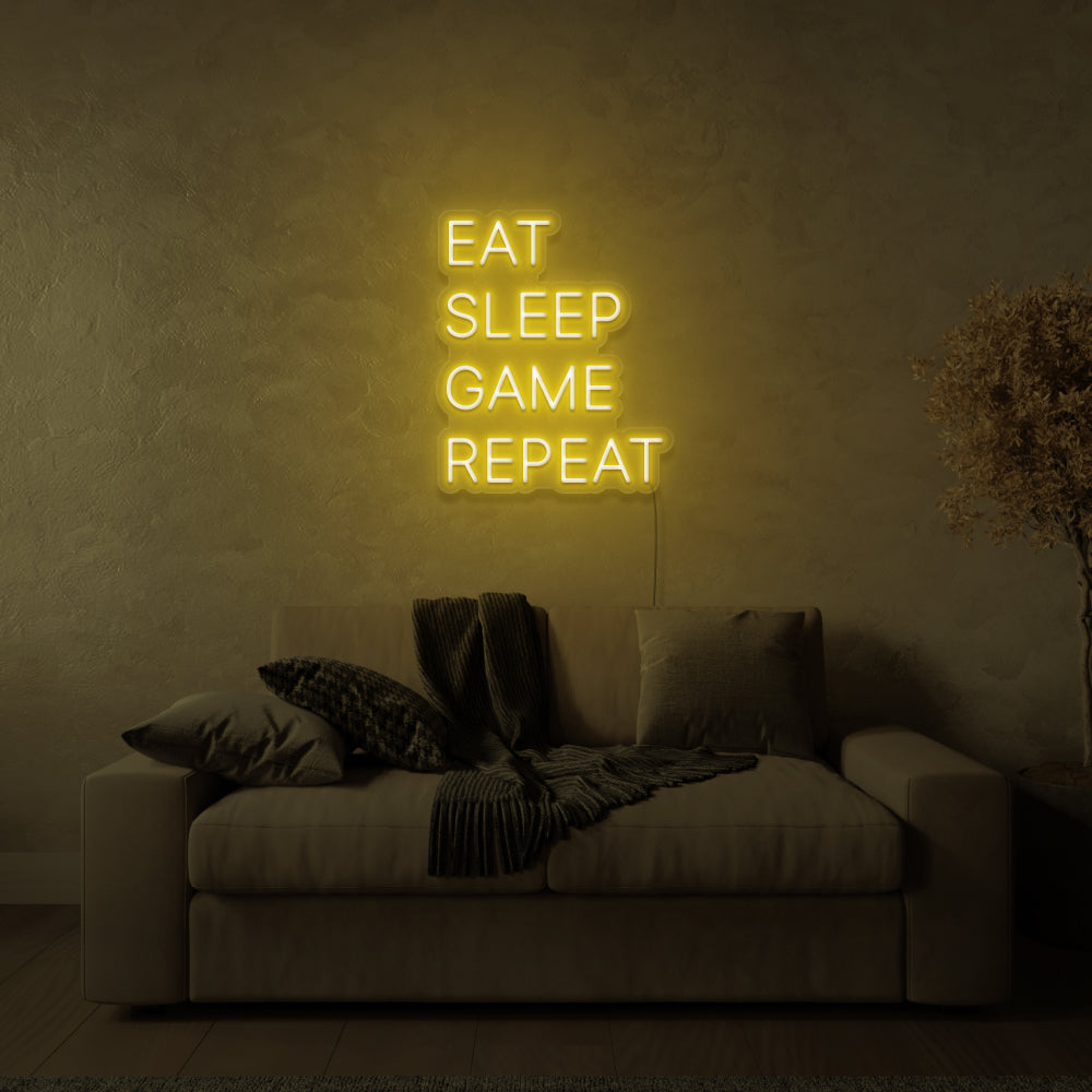 Eat Sleep Game Repeat Neon Sign